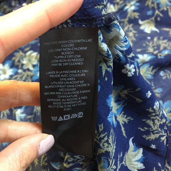 Free People Maxi Skirt Size 8 Womans Femme Edge Navy Blue Floral Wrapover Ruffle - Picture 11 of 15